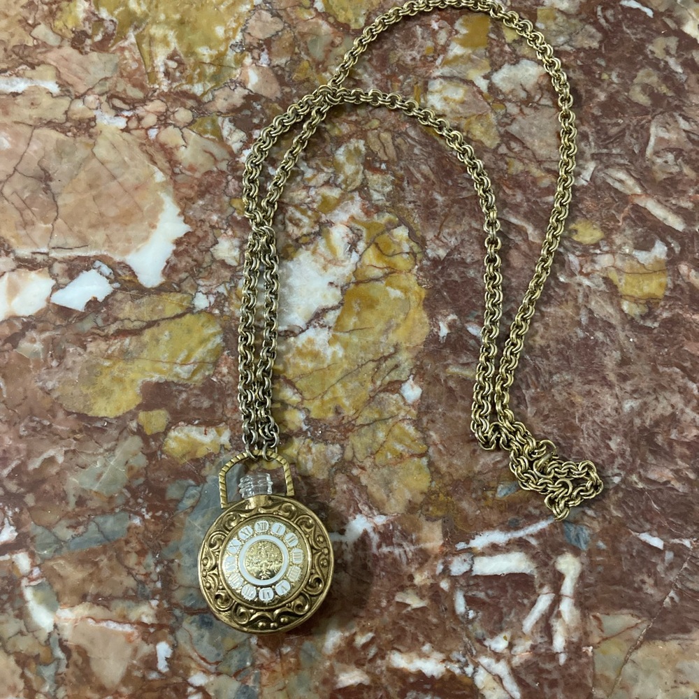 Vintage 1970s Avon Pocket Watch Pendant Perfume Bottle